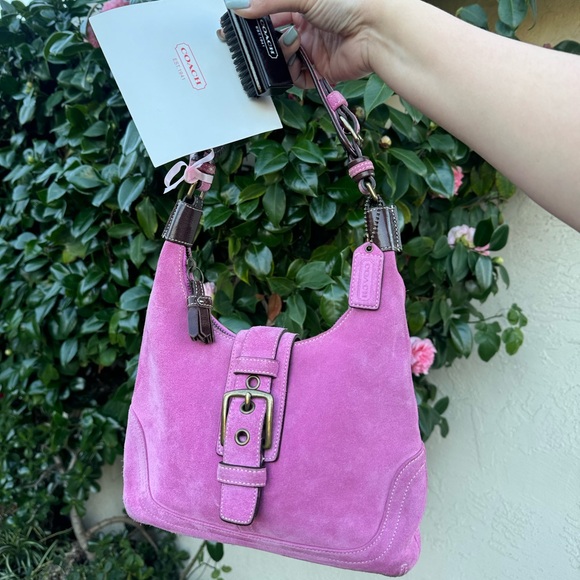 Pink Suede Coach Hampton Soho Hobo Bag - Picture 5 of 9